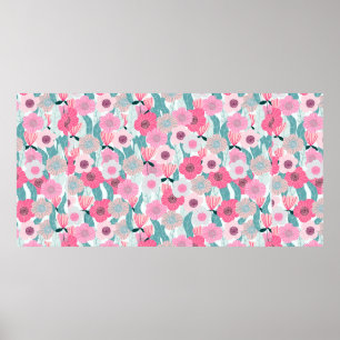 Poster padrão floral abstrato pastel. Belo flanco rosa