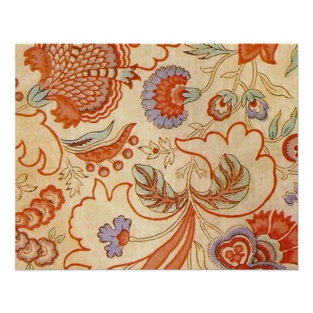 Pôster Padrão Floral Antiquado Chintz Paisley (Frente)