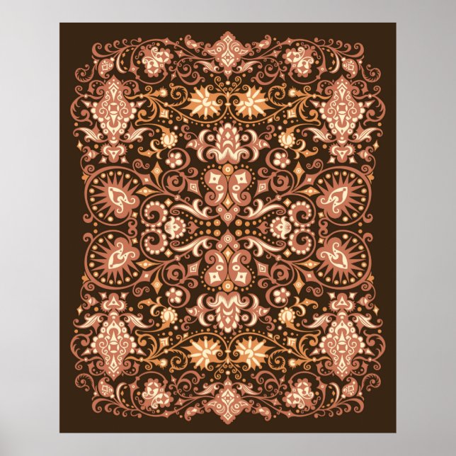 Poster Padrão Floral Árabe Invisível. Estilo Art Deco (Frente)