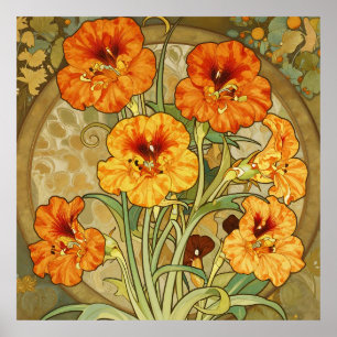 Poster Padrão Floral Art Nouveau de Nastúrcio