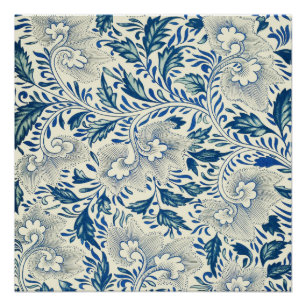 Pôster Padrão floral azul Vintage