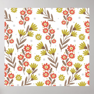 Poster Padrão floral bonito, fundo sem costura.