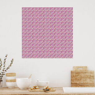 Poster Padrão Floral Botânico Rosa com Videira e Design d