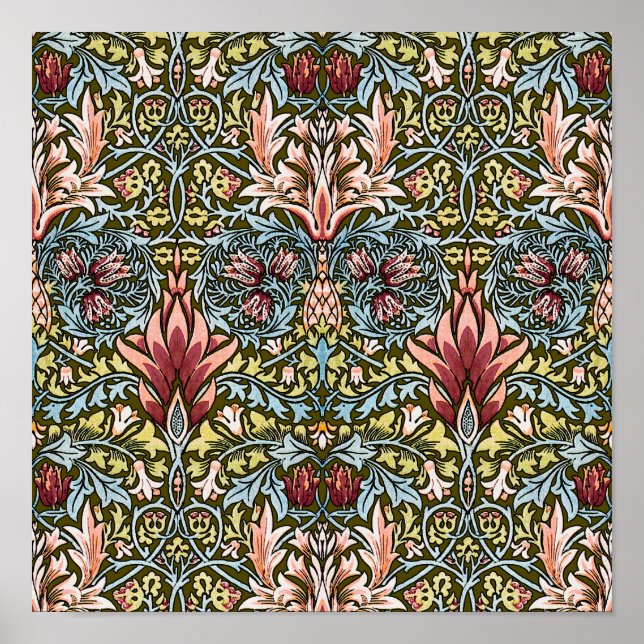 Pôster Padrão Floral Cabeça de Cobra de William Morris (Frente)