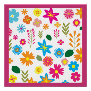 PÔSTER PADRÃO FLORAL COLORIDO