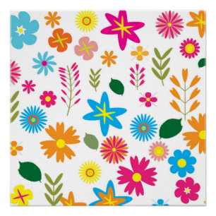 PÔSTER PADRÃO FLORAL COLORIDO