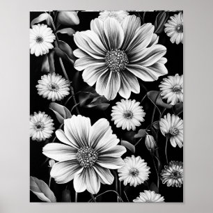 Poster padrão floral de abstrato. Fantasia das cinzas pra