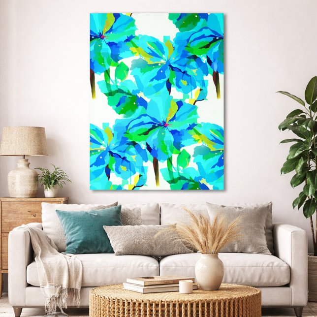 Poster Padrão Floral de Arte Botânica da Papoula Azul do  (Criador carregado)