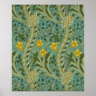 Poster Padrão Floral de Narciso Clássico William Morris