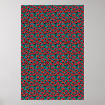 Padrão Floral de Papoula Vermelha Abstrata Moderna