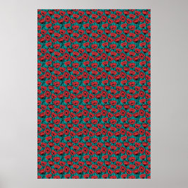 Poster Padrão Floral de Papoula Vermelha Abstrata Moderna