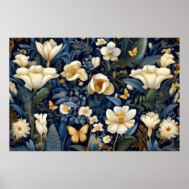 Poster Padrão floral de plantas (Frente)