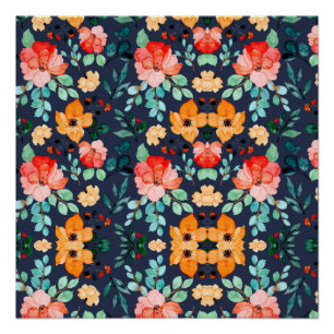 Pôster Padrão Floral de Superfície - Primavera decorativa