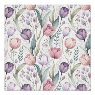 Pôster Padrão Floral de Tulipa Escandinava