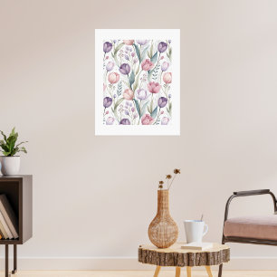 Poster Padrão Floral de Tulipa Escandinava