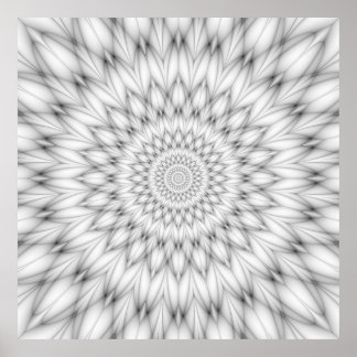 Poster Padrão Floral em Preto e Branco