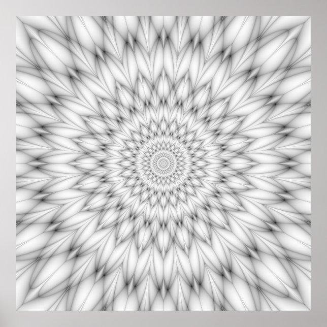 Poster Padrão Floral em Preto e Branco (Frente)