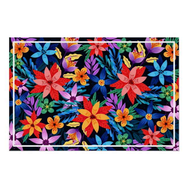 Pôster Padrão Floral Exótico Colorido-68578 (Frente)