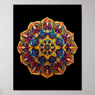 Poster Padrão Floral Mandala Zen Vibrante Para Meditação