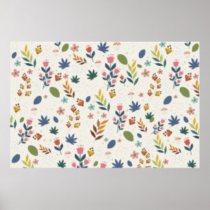 Poster Padrão Floral Minimalista