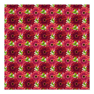 Pôster Padrão Floral Ousado com Borboletas Vermelho Vib