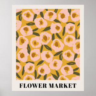 Poster Padrão Floral Ousado em Tinta Botânica Desenhada