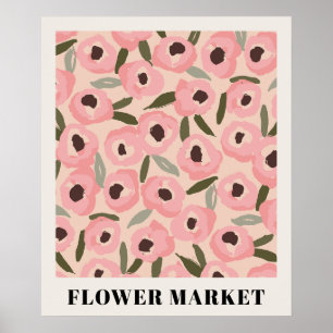 Poster Padrão Floral Ousado em Tinta Botânica Desenhada