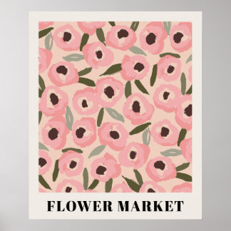 Poster Padrão Floral Ousado em Tinta | Botânica Desenhada