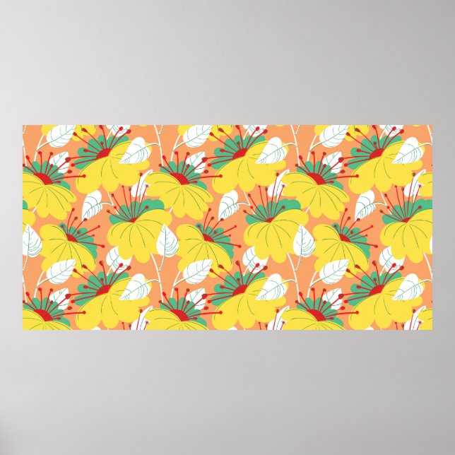 Poster Padrão floral perfeito. Fundo com a mão (Frente)