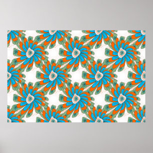 Poster Padrão floral rasteiro com flores de abstrato. Ab