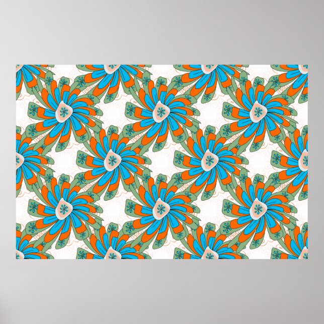 Poster Padrão floral rasteiro com flores de abstrato. Abs (Frente)