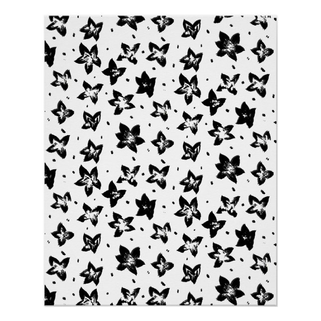 Pôster Padrão Floral Reconstruído - Gótico acromático (Frente)