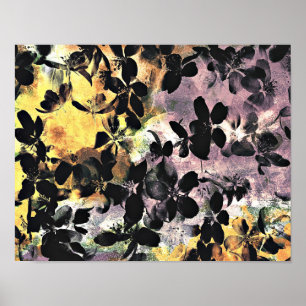 Pôster Padrão floral rosa amarelo arte digital
