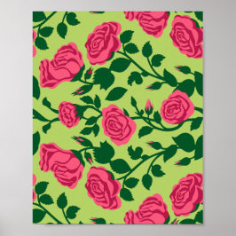 Poster Padrão Floral Rosa Rosa