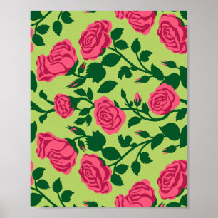 Poster Padrão Floral Rosa Rosa