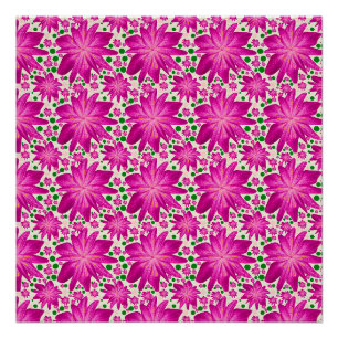 Pôster Padrão Floral Seamless Rosa Quente