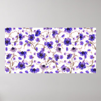 Poster Padrão floral sem costura com flores marigdold