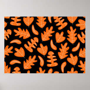 Poster Padrão floral sem costura, com folha, no estilo da