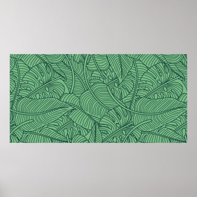 Poster Padrão floral sem costura com folhas. (Frente)