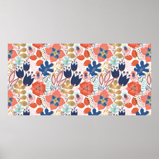 Poster Padrão floral sem costura em branco. Abstrato back