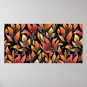 Poster Padrão floral sem soldadura. Fundo de outono com 