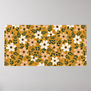 Poster padrão floral tradicional sem descontinuidades no