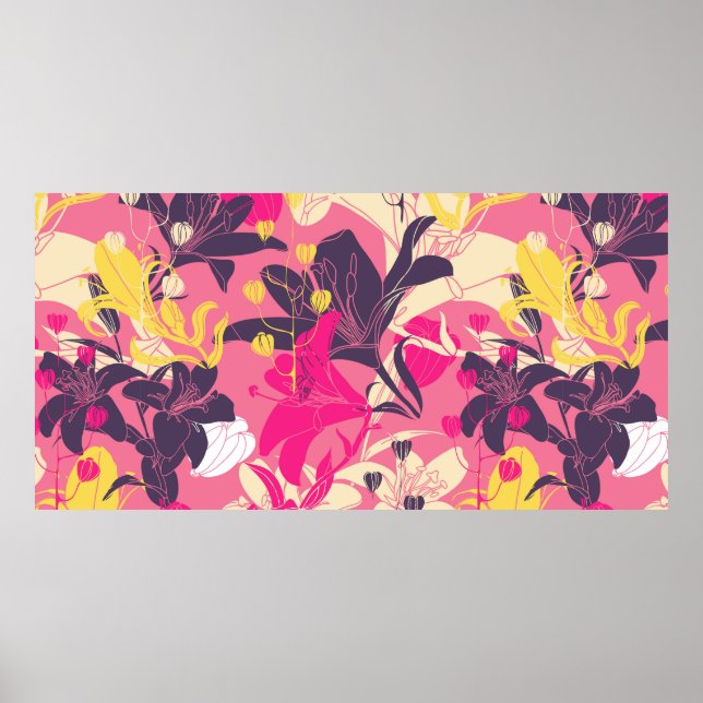 Poster Padrão floral uniforme de vindima. Design. M (Frente)