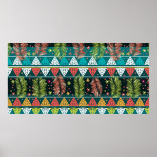 Poster padrão floral uniforme de vintage em rabisco