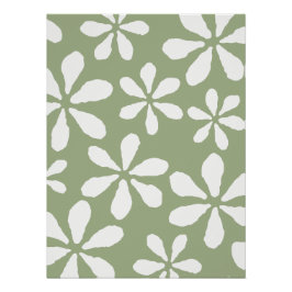 Pôster Padrão Floral Verde Moderno Botânico Simples