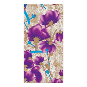 Pôster Padrão floral vibrante com púrpura e azul f