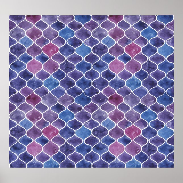 Poster Padrão Floral Violet Violet Watercolor (Frente)