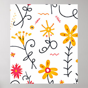 Poster Padrão Floral Whimsical
