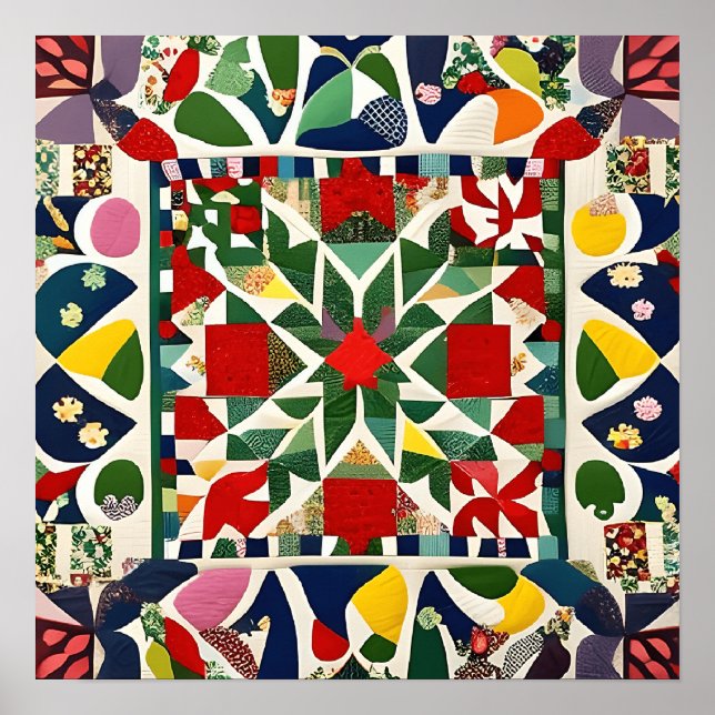 Poster Padrão folclórico multicolor (Frente)