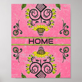 Poster Padrão Foliar de Girassol a Rosa